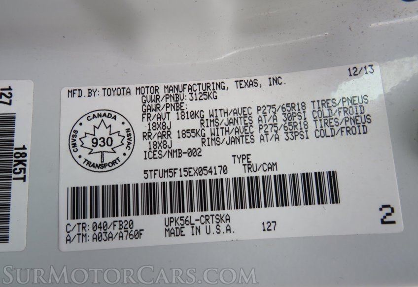 2014 Toyota Tundra 4WD Truck - Image 56