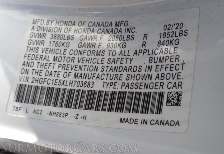 2020 Honda Civic Si Sedan - Image 54