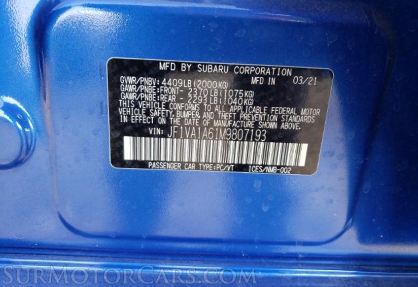 2021 Subaru WRX - Image 9