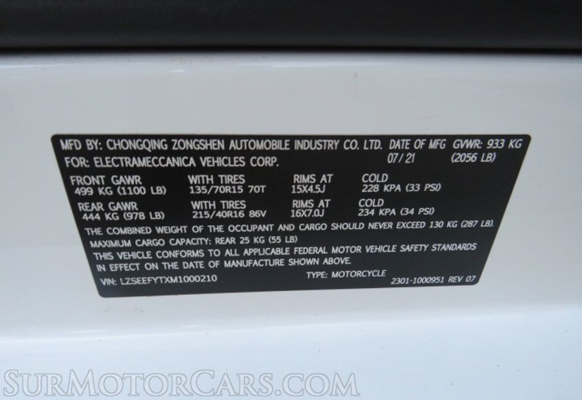 2021 Electra Meccanica Solo - Image 44