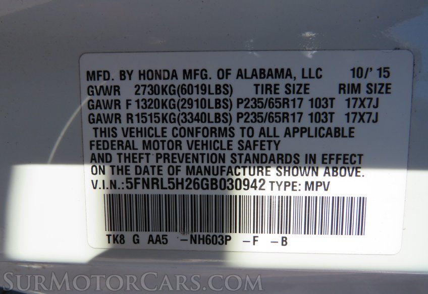 2016 Honda Odyssey - Image 58