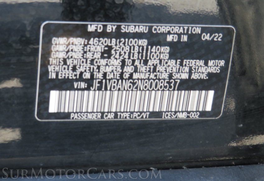 2022 Subaru WRX - Image 71