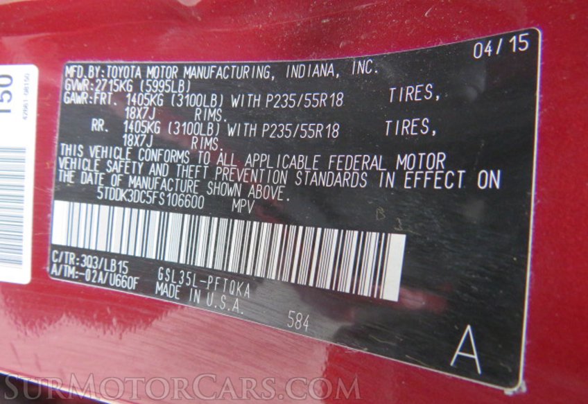 2015 Toyota Sienna - Image 62