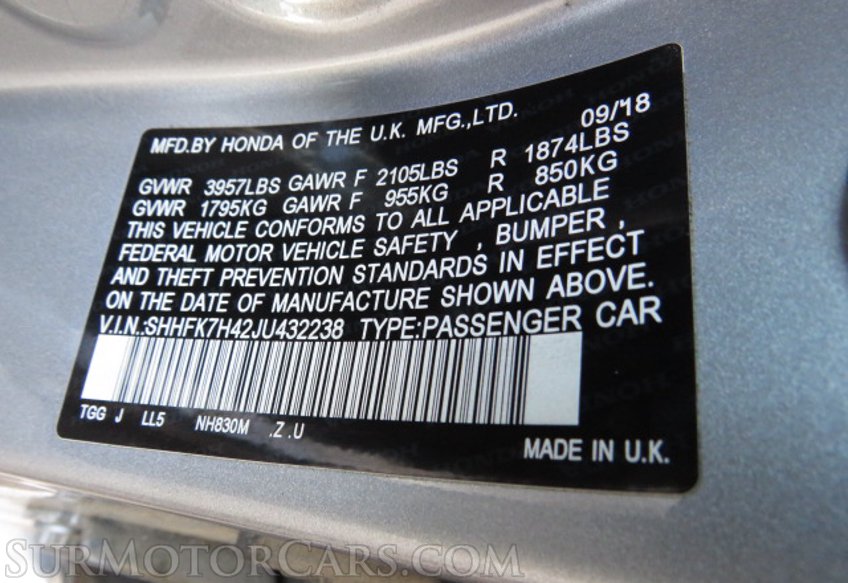 2018 Honda Civic Hatchback - Image 41