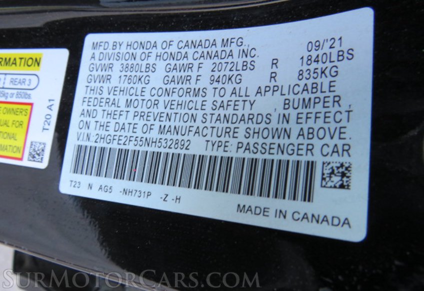 2022 Honda Civic Sedan - Image 50