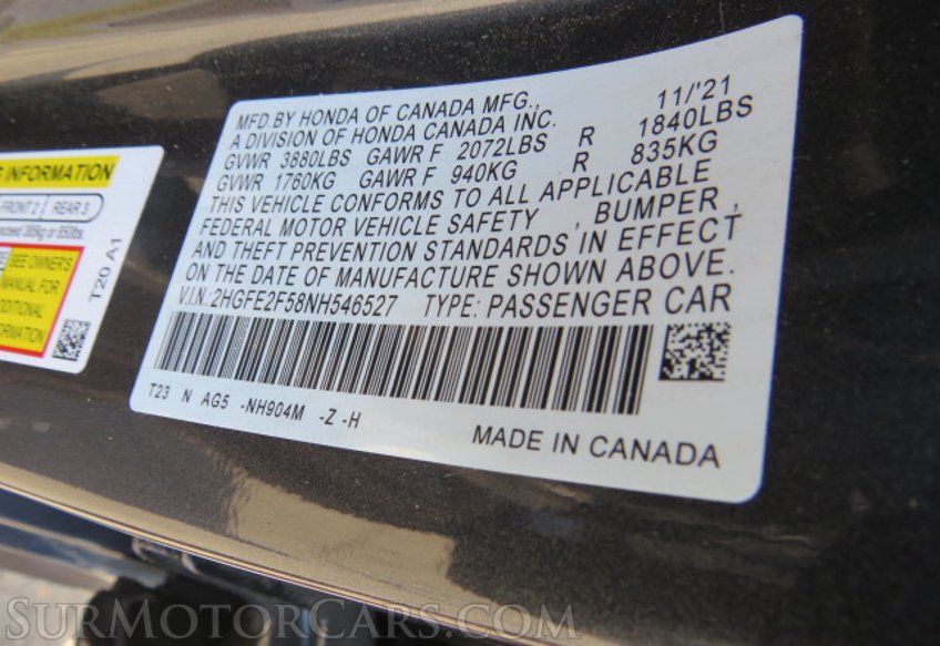 2022 Honda Civic Sedan - Image 54