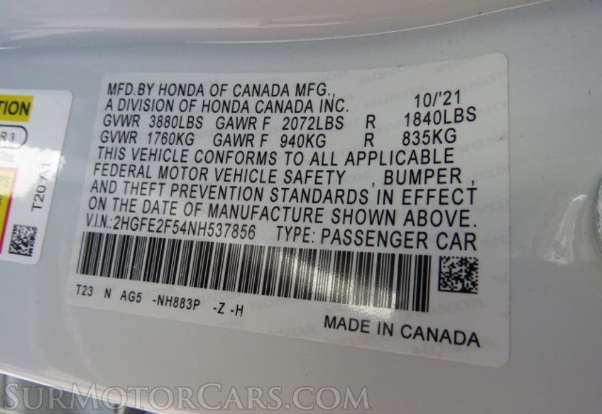 2022 Honda Civic Sedan - Image 50