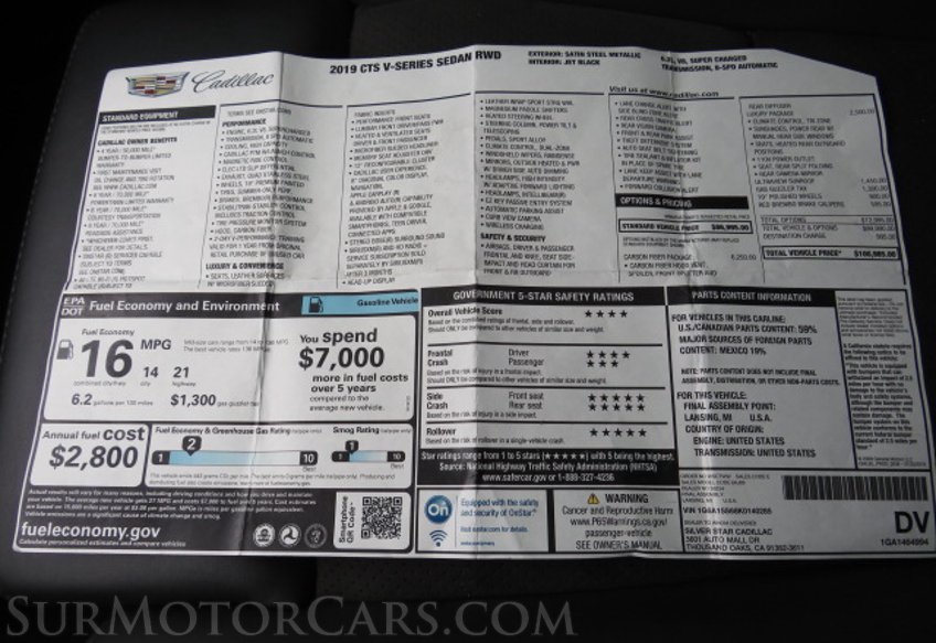 2019 Cadillac CTS-V Sedan - Image 56