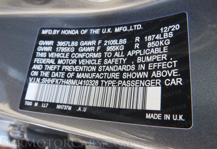 2021 Honda Civic Hatchback - Image 45