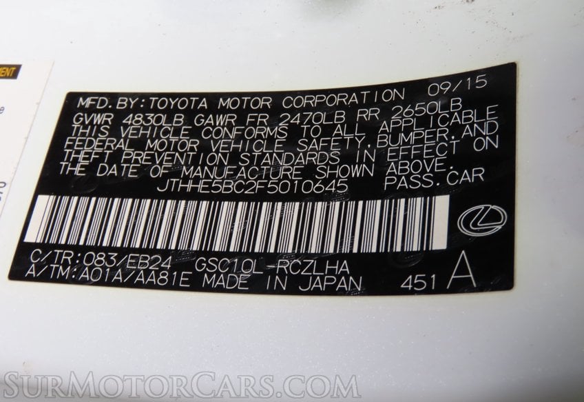 2015 Lexus RC 350 - Image 55