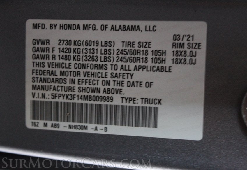 2021 Honda Ridgeline AWD Sport - Image 38