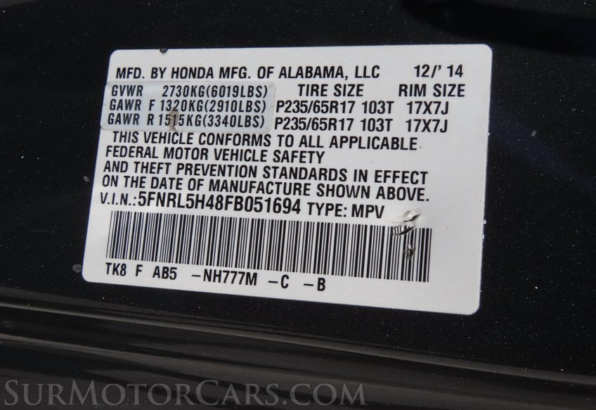 2015 Honda Odyssey EX - Image 56